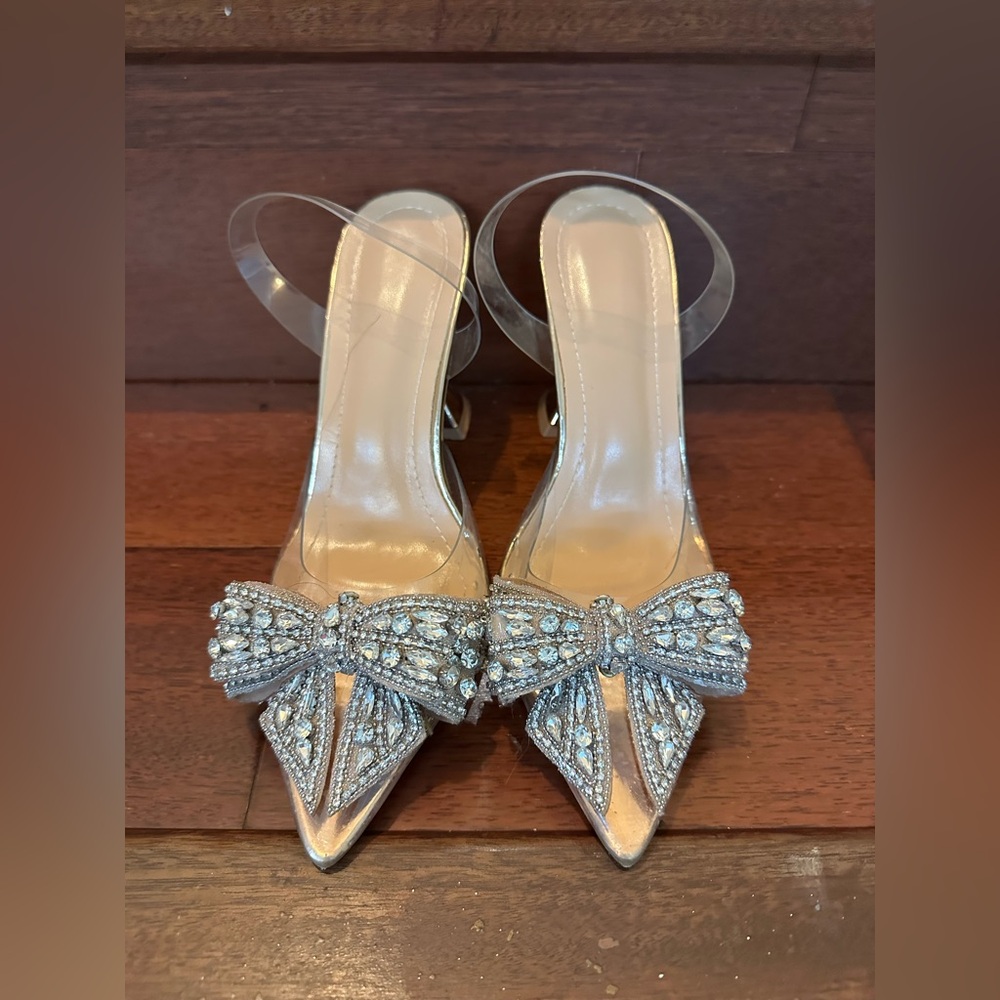 Embellished Bow Rose Gold Heel